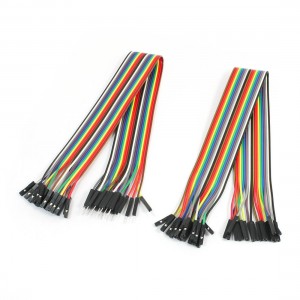 2 Pcs 30cm 2.54mm 1P-1P 20Pin Breadboard Testing Jumper Wire Colorful