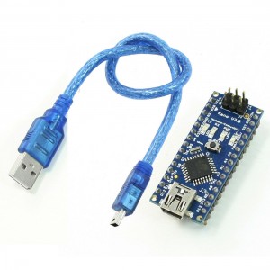Nano V3.0 AVR ATmega328 P-20AU Module Board Black Blue w USB Cable