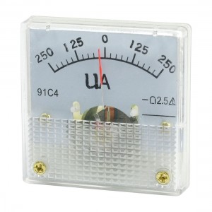 91C4 DC 250uA Rectangle Analog Panel Ammeter Gauge Amperemeter Class 2.5