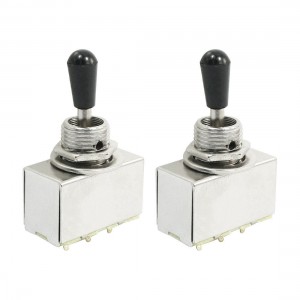 2 Pieces Panel Mount Black Knob Chrome Box 3 Way Toggle Switch for Electric Guit