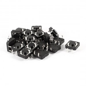 20 PCS 12mmx12mmx5mm Round Button 4 Pin Momentary Tact Tactile Switch Black