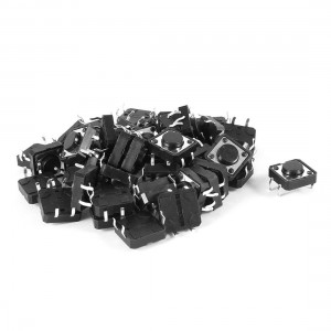 50 PCS 12mmx12mmx5mm Round Button 4 Pin Momentary Tact Tactile Switch Black