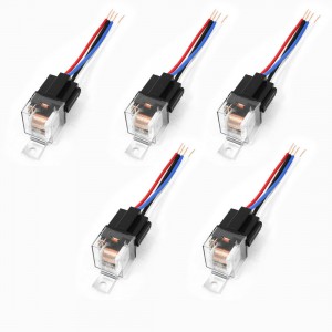 5 PCS Plastic Socket 1NO SPST Vehicle Car Security Power Relay DC 12V Volts 40A