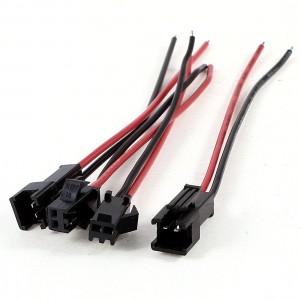 4 Pieces Black Red 3.9" Length 2Pin EL Wires Connectors Adapters