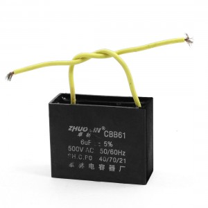 CBB61 500V AC 6uF 5% Tolerance Fan Motor Running Capacitor