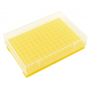 Yellow Plastic 96 Tubes Rack Holder w Cover for 0.2ML Centrifuge Tube