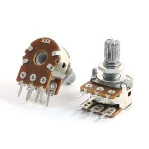2Pcs B20K 20K Ohm Adjustable 8mm Shaft PCB Mounted Linear Dual Potentiometer