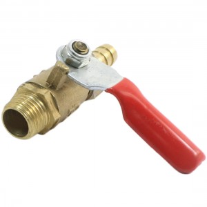 1/4PT Male Thread 6mm Outlet Red Plastic Lever Handle Ball Valve