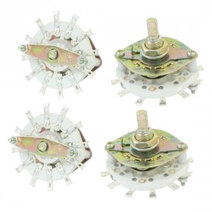 4PCS 2P5T 2 Pole 5 Way One Deck 12 Pins Band Channael Rotary Switches