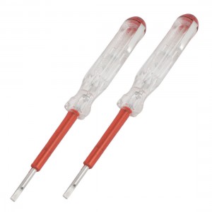 2 Pcs AC100-500V 3mm Volt Tester Pen Electroprobe Slotted Screwdriver Red Clear