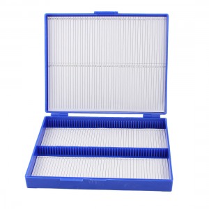 Royal Blue Plastic Rectangle Shape Hold 100 Microslide Slide Microscope Box
