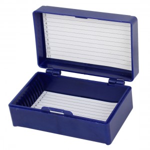 Royal Blue Plastic Rectangle Shape Hold 12 Microslide Slide Microscope Box