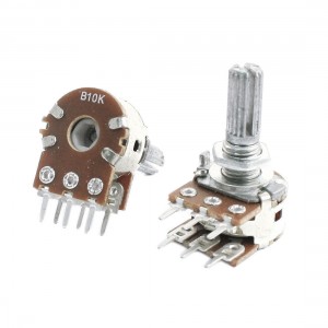 2Pcs B10K 13mm Metal Shaft PCB Mounted Linear Dual Potentiometer