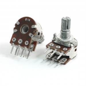 2Pcs B1K 1K Ohm 8mm Shaft Single Linear Rotary Stereo Dual Potentiometer