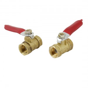 1/4PT Female  Threaded Red Handle Compression Lever Ball Valve 2 Pcs