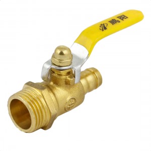 Gold Tone 1/2PT 21mm Male Thread to 12mm Hose Barb Connector Brass Ball Valve