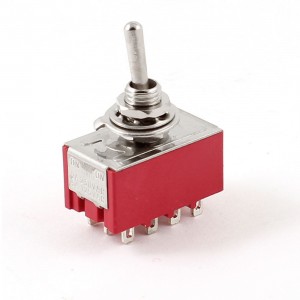 AC 5A/125V 12 Pin SPDT On-On Latching Mini Toggle Switch Red