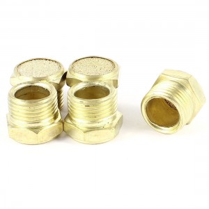 5 Pcs 16mm Thread Sintered Brass Pneumatic Filter Noise Sound Silencers Mufflers