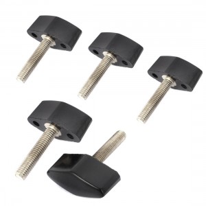 5 Pcs 6mm Male Thread Diameter Black Plastic T Handle Clamping Knob