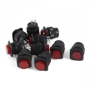 10 Pcs DC 3V SPST 4 Pin Terminals Latching Red Indicator Lamp Push Button Switch