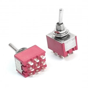 AC 125V 5A ON/OFF/ON 3 Positions 9 Pin Self Locking Toggle Switch Red 2pcs