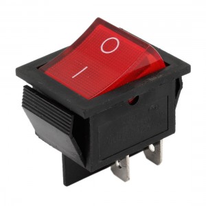 AC 250V/15A 125V/20A 4P DPST I/O Red Light Snap in Boat Rocker Switch