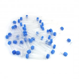 50Pcs Blue Cover Clear Plastic Round Shape Urine Test Cups Holder 12mL