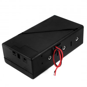 Black Plastic Shell 3 x 1 5V D Size Battery Holder Case w Slide Cover