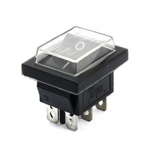 AC250V 16A 125V 20A DPDT 6Pin 2-Position Rocker Switch w Waterproof Cover