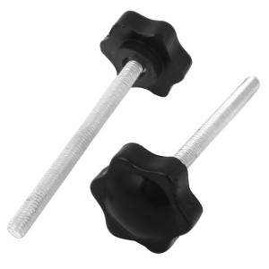 2Pcs 32mm Dia Star Shape Head M6x70mm Male Thread Clamping Screw Knob