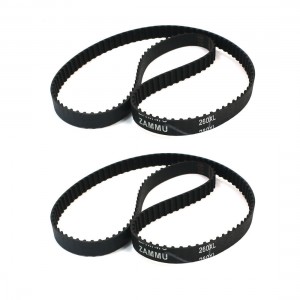 260XL 130 Teeth 10mm Width Rubber Industrial Synchronous Timing Belt Black 2Pcs