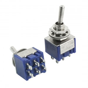 DPDT ON/ON 2 Position 6 Pin Electric Part Toggle Switch AC 125V 6A Blue 2pcs