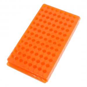 Double Sided Orange Polypropylene 96 Position Centrifuge Tube Pipette Vial Stand