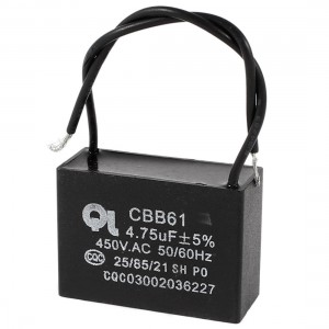 AC 450V 4.75uF 5% Dual Wired Metalized Polypropylene Film Motor Capacitor Black