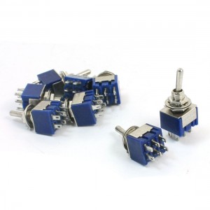 DPDT ON/OFF/ON Switching 3 Position 6 Pin Toggle Switch AC 125V 6A Blue 8pcs