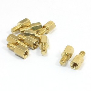 10pcs M3 x 6mm Male Thread PC Board Brass Hexagonal Hex Threaded Spacer