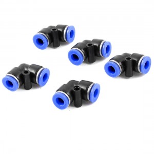 Industry 6mm to 6mm L Type Right Angle Connector Quick Fitting Joints 5pcs
