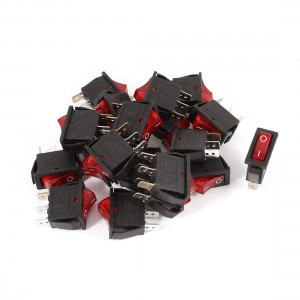 20 Pcs AC 15A/250V 20A/125V 3 Pin SPST Red LED Indicator Rocker Switch KCD3-102N