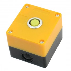 AC 220V 5A Yellow Lamp SPDT Momentary Push Button Station Switch Control Box