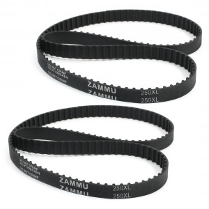250XL 125 Teeth 10mm Width Rubber Industrial Synchronous Timing Belt Black 2Pcs