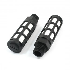 2pcs Black 3/8PT Thread Cylinder Pneumatic Silencer Eliminator Muffler