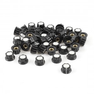 50pcs 5mm Round Shaft Insert Dia Potentiometer Knobs Caps Black