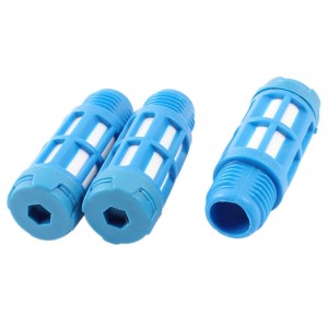 3 Pcs Blue Plassitc 1/4PT Thread Pneumatic Exhaust Noise Absorb Silencer Muffler