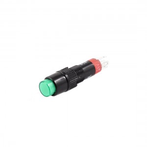 DC 24V SPDT 5 Terminal Soldering Green Indicator Lamp Press Push Button Switch