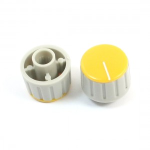 2pcs 6mm Shaft Dia Yellow Top Volume Knob Cap 16x12mm Gray for Potentiometer Pot