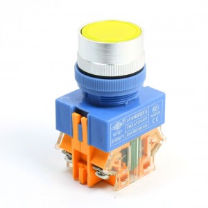 DPST Latching Type Yellow Round Head Operator Push Button Switch 660V 10A
