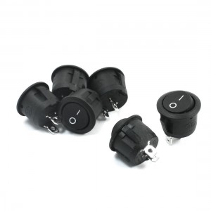 6Pcs SPST ON/OFF 2 Pin Black Head Round Boat Rocker Switch AC250V 6A AC125V 10A