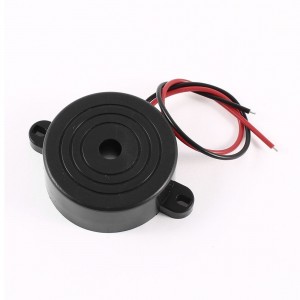 Industrial Black Red Cable Continuous Sound Electronic Buzzer DC 3-24V 42mmx16mm