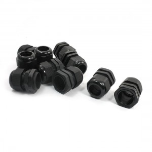 10 PCS PG25 30mm Thread Black Plastic Waterproof Cable Gland Joints 16-21mm