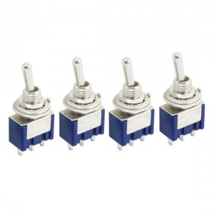 4Pcs Blue Two Positions 3-Pin SPDT ON-ON Mini Toggle Switch 6A AC125V